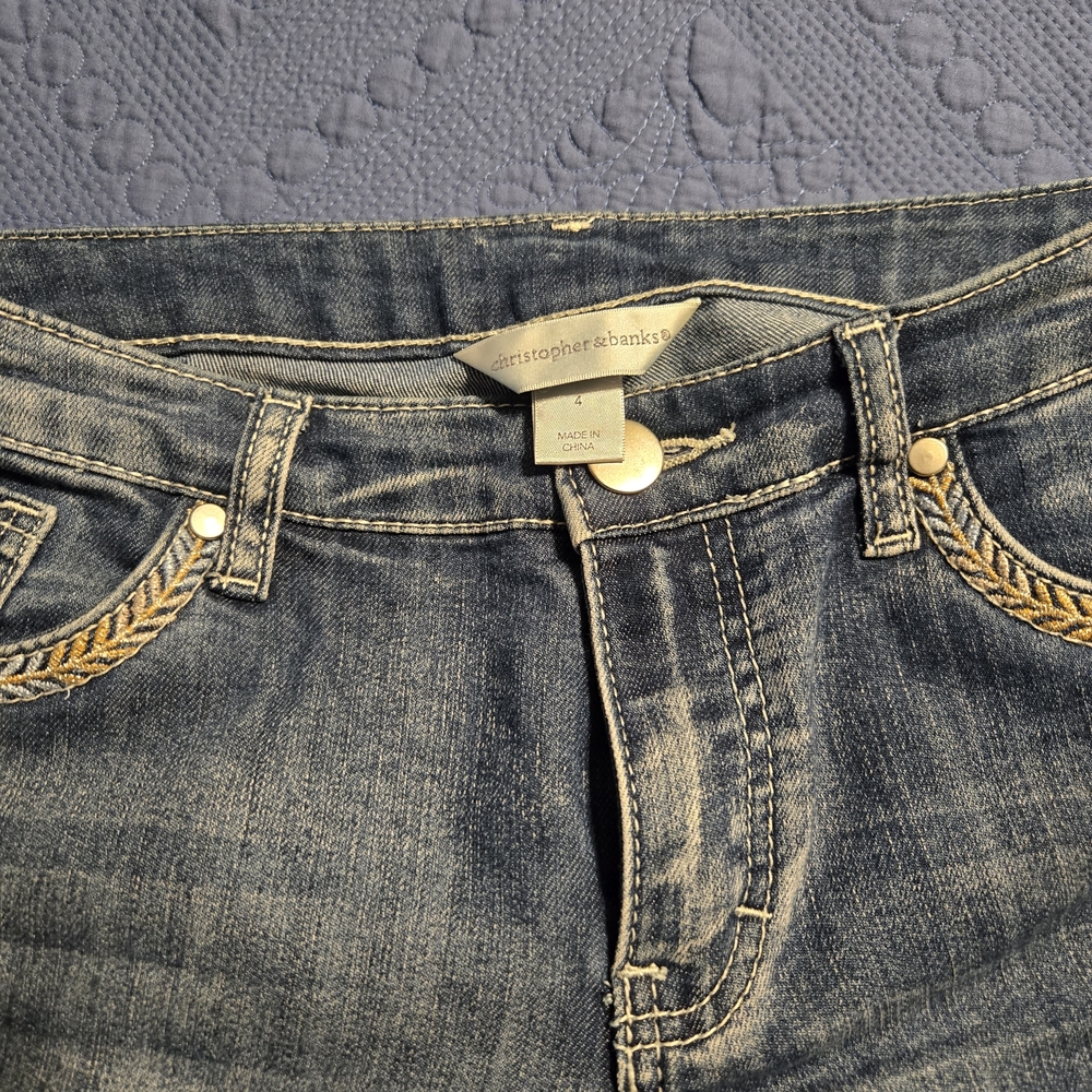 Christopher & Banks Classic Blue Jeans with Gold Accents